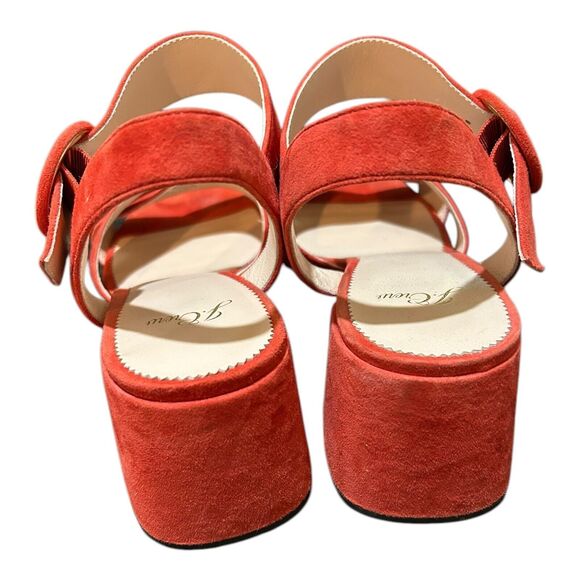 J Crew Strappy Block Heels Red Suede PENNY Sandals Women's Red Size 10.5M - Picture 7 of 9